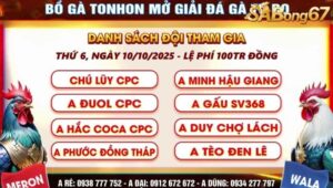 GIẢI ĐÁ GÀ TỰ DO BỒ TONHON NGÀY 10/10/2025